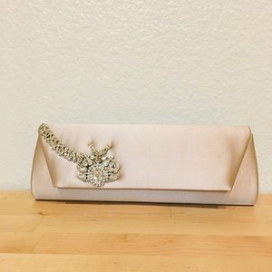 Badgley Mischka Clutch with Shoulder Strap, Nude